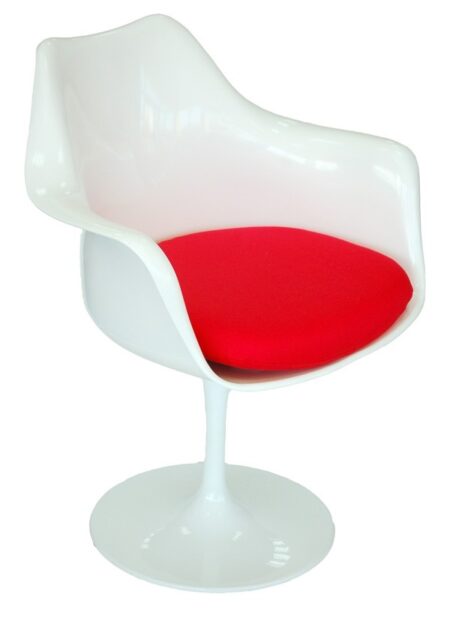 Krzesło TulAr białe/czerwona poduszka