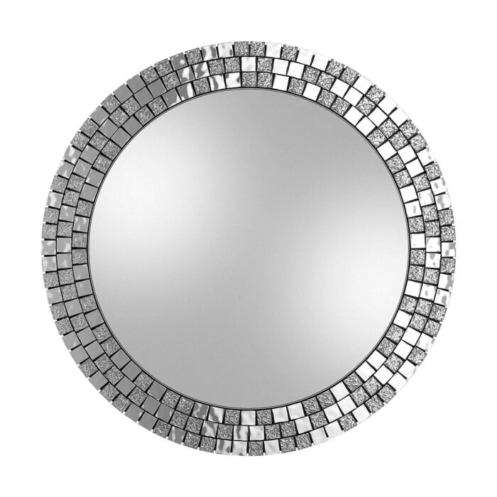 Okrągłe lustro AUREA w srebrnej ramie 60 cm
